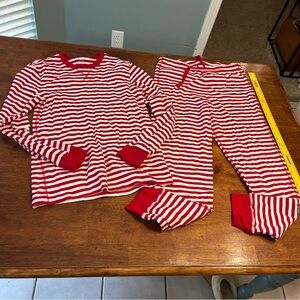 Primary Red and White Striped womens Pajamas 100% organic cotton size medium